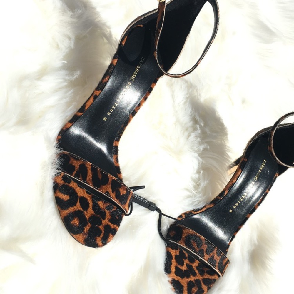 Zara leopard open toe heels size 38
